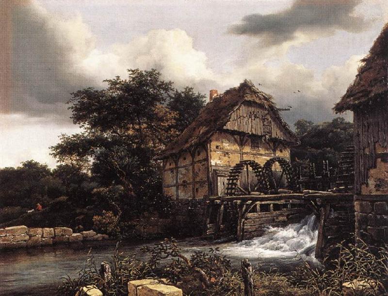 RUISDAEL, Jacob Isaackszon van Two Water Mills and an Open Sluice dfh Spain oil painting art